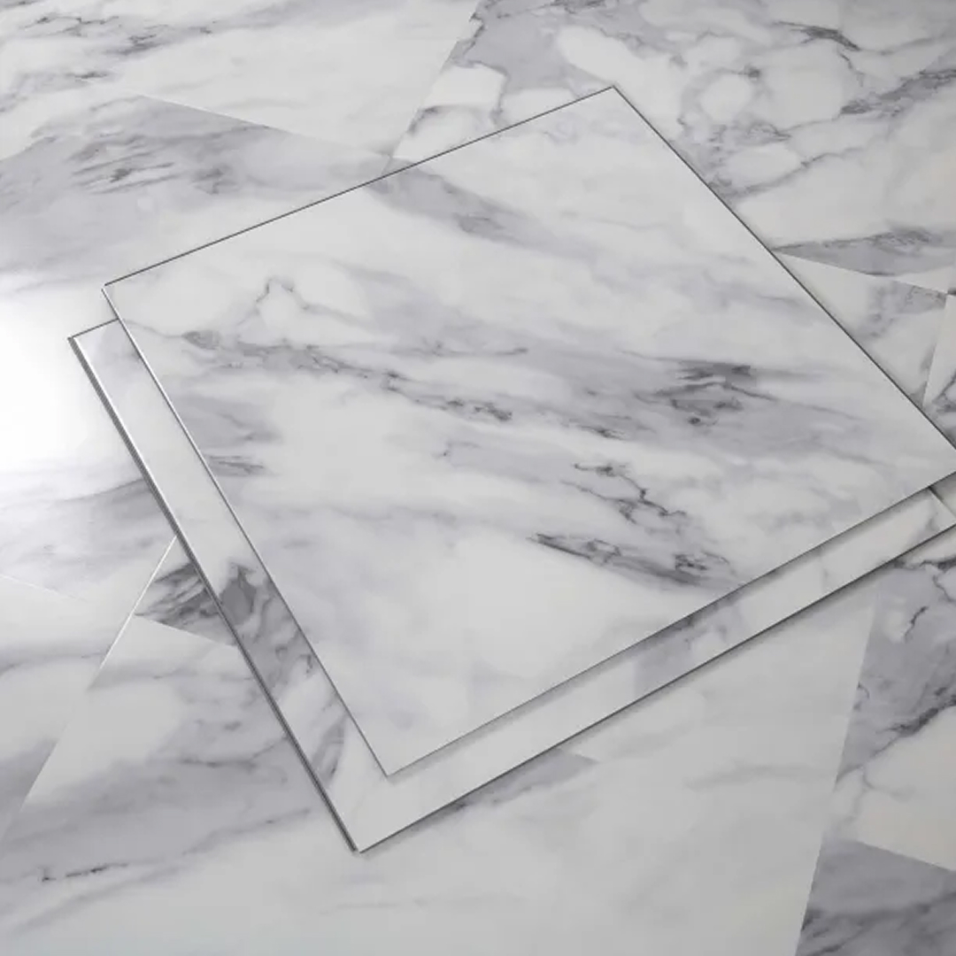Marble Deluxe White Grouted Tile Effect Luxury Click Vinyl Flooring by Dream Bathroom Collection, Flooring material for bathroom renovation