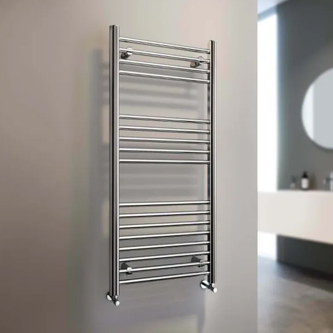 Straight Heated Towel Rail 1200x500mm – Chrome by Dream Bathroom Collection, Radiator material for bathroom renovation