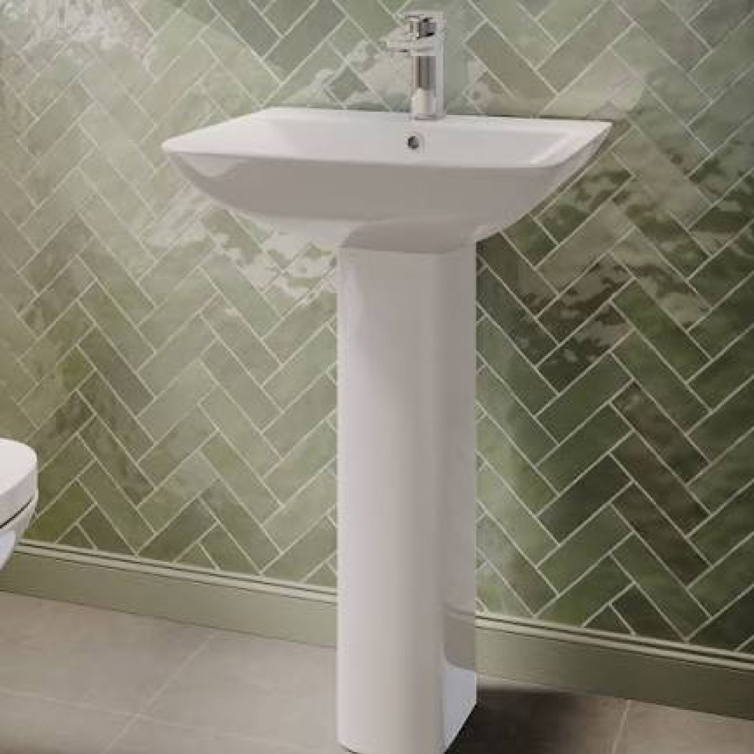550mm Full Pedestal Basin, 1 Tap Hole – Palma by Dream Bathroom Collection, Sink material for bathroom renovation